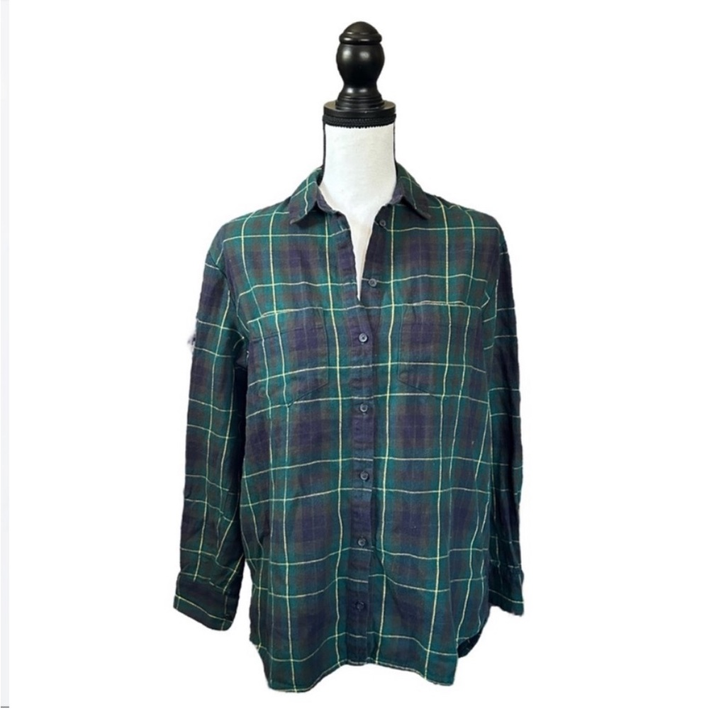 Madewell Boyfriend Shirt Flannel Button Down Irwin Plaid 100% Cotton Grunge XS